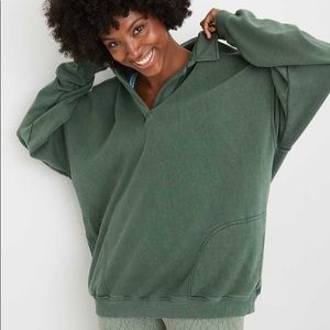 Happy Henley Polo Sweatshirt